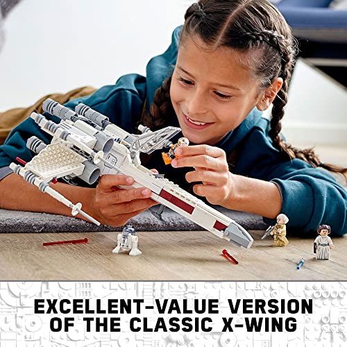 LEGO Star Wars X-Wing Fighter Luke Skywalker avec minifigurines et fonctionnalités pour collectionneurs et fans.