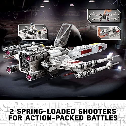 LEGO Star Wars X-Wing Fighter Luke Skywalker avec minifigurines et fonctionnalités pour collectionneurs et fans.