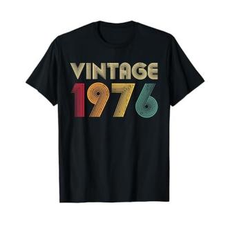 Tee-shirt vintage 1976 en coton, disponible en diverses couleurs et tailles