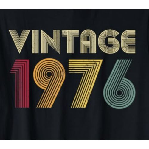 Tee-shirt vintage 1976 en coton, disponible en diverses couleurs et tailles