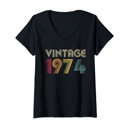 Tee-shirt personnalisé 1974, coton, cadeau élégant et nostalgique.