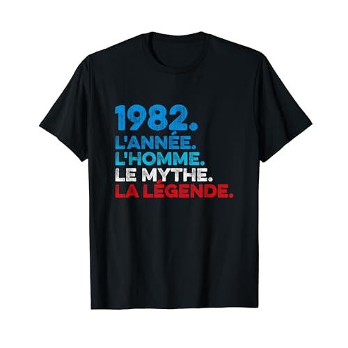 Tee-Shirt Légende 1982, cadeau personnalisé homme, style vintage, confort