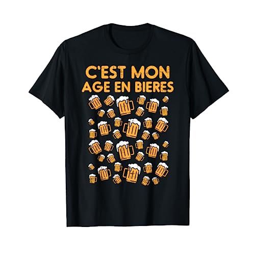 Tee-shirt homme 40 ans, motif bières, cadeau anniversaire humoristique