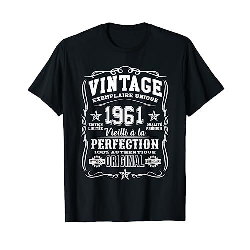 Tee-shirt vintage 1961, cadeau humoristique et confortable en coton pour anniversaires mémorables.