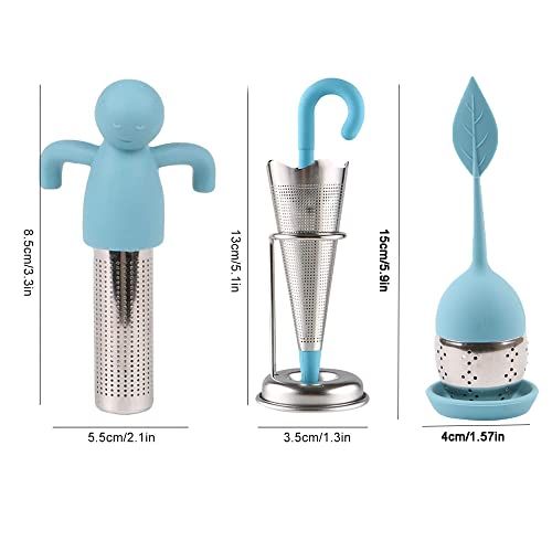 Infuseurs à thé originaux en silicone, trio bonhomme, parapluie, feuille sans BPA pour cadeau