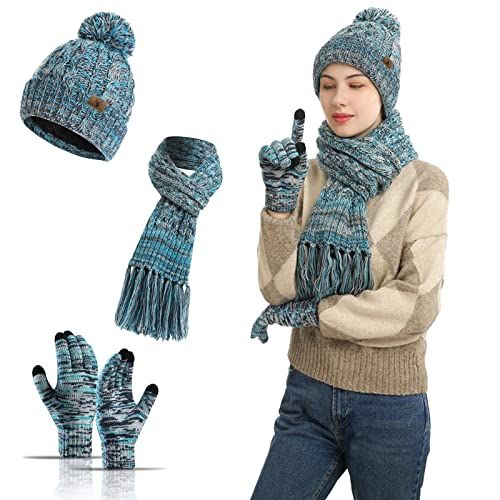 Bonnet, écharpe, gants tactiles pour femme élégante et connectée, parfait cadeau d'hiver