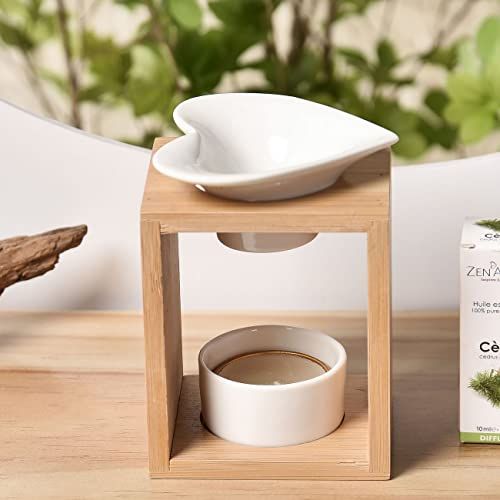Brûle-parfum en bois et céramique, design, élégant, portable