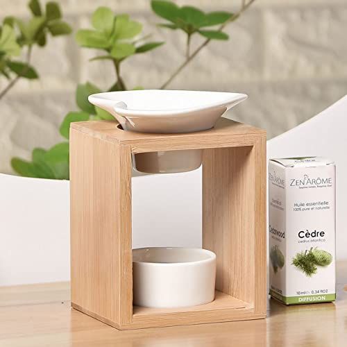 Brûle-parfum en bois et céramique, design, élégant, portable
