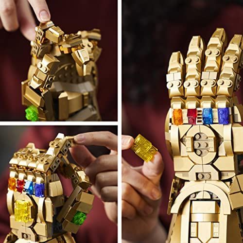 Gant de l'infini de Thanos en Lego avec pierres colorées