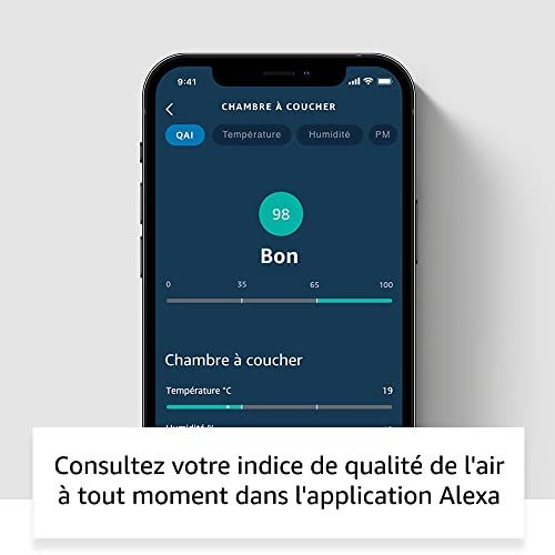 Moniteur de qualité de l'air Amazon Smart, cadeau technologique pour surveiller la qualité de l'air intérieur, santé et bien-être.