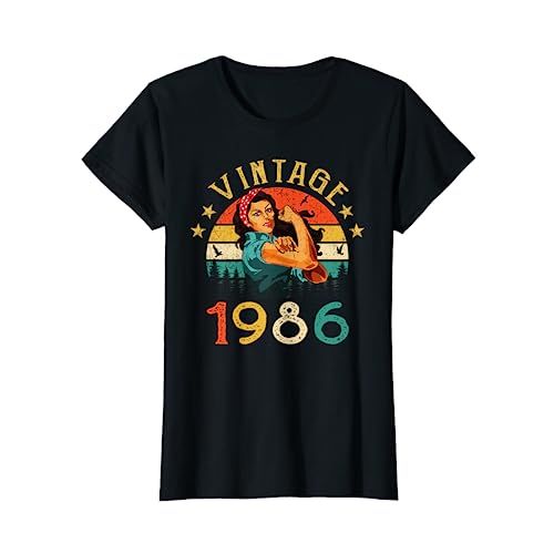 T-shirt vintage femme 1986 montrant force et indépendance