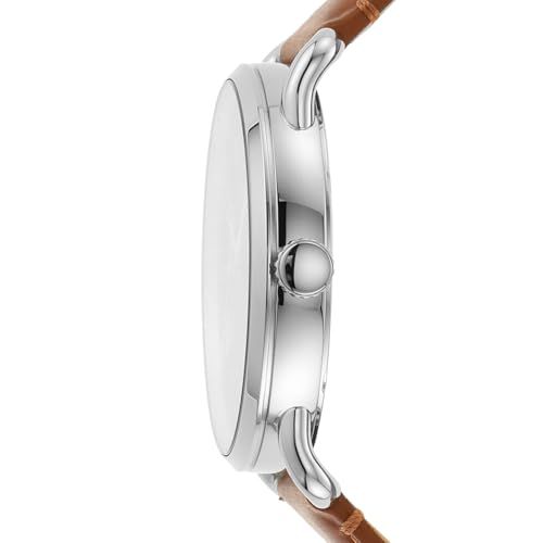 Montre Fossil élégante avec bracelet en cuir et cadran épuré, idéale pour cadeaux, alliant style et fonctionnalité, parfait pour toutes occasions.