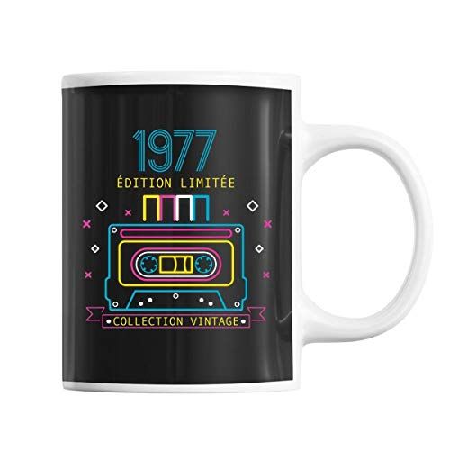 Mug vintage 1977 avec cassette audio et céramique de haute qualité