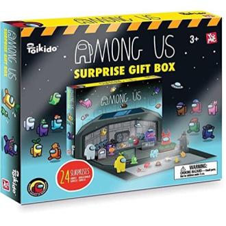 Coffret surprise Among Us YuMe Toys avec 24 figurines et accessoires, parfait pour fans et collectionneurs, cadeau idéal pour anniversaires et fêtes.