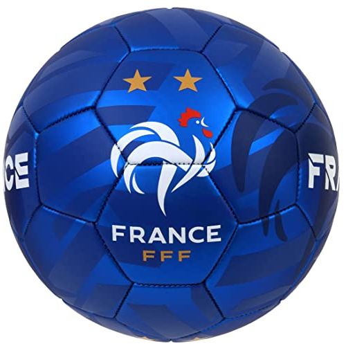 Ballon de football équipe de France avec deux étoiles, cadeau idéal pour fans passionnés, symbolisant les victoires de 1998 et 2018.