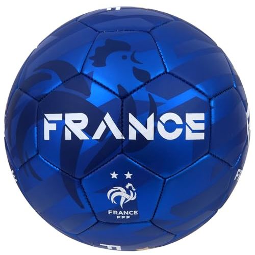 Ballon de football équipe de France avec deux étoiles, cadeau idéal pour fans passionnés, symbolisant les victoires de 1998 et 2018.