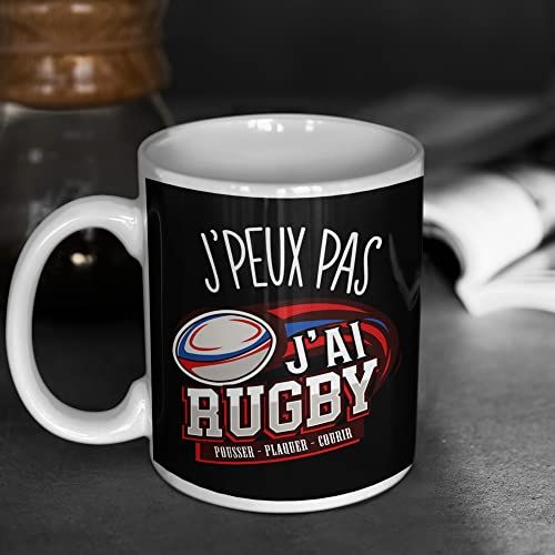Mug en céramique 'Je peux pas, j'ai Rugby' pour fans