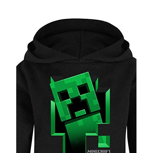 Sweat à capuche Minecraft Creeper pour enfant, design pixelisé vert