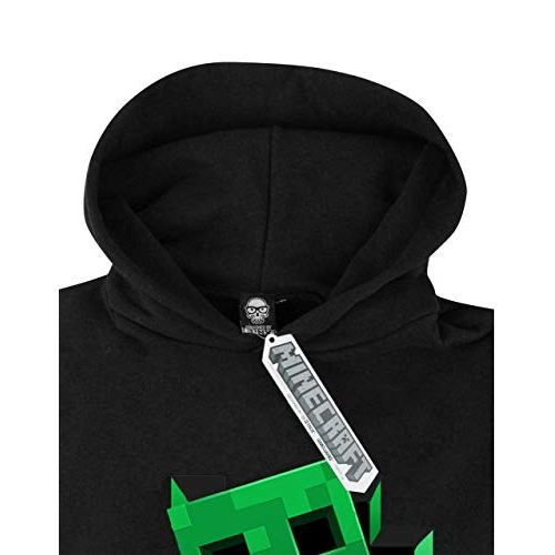 Sweat à capuche Minecraft Creeper pour enfant, design pixelisé vert