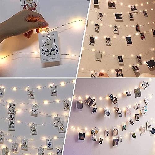 Guirlande Photo Lumineuse avec 100 LED et 50 clips, idéale pour exposer vos souvenirs et créer une ambiance chaleureuse et personnalisée.