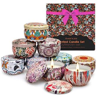 Coffret de bougies parfumées, cire de soja, écoresponsable, élégant.