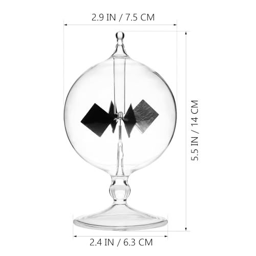 Radiomètre de Crookes fait main avec ailettes tournant sous effet lumineux, idéal pour décoration ou cadeau.