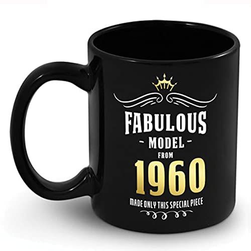 Mug noir vintage 1960 avec inscription dorée Fabulous Model