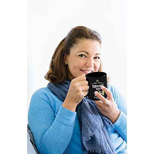 Mug noir vintage 1960 avec inscription dorée Fabulous Model