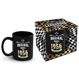 Mug vintage 1956 avec inscriptions dorées sur fond élégant