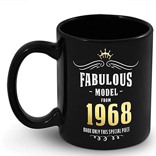 Mug céramique nostalgique 1968, cadeau sentimental, design élégant, parfait pour anniversaires, souvenirs précieuses, inscription dorée, micro-ondes et lave-vaisselle.