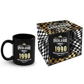 Mug 1990 doré avec texte humoristique pour anniversaire, durable et compatible lave-vaisselle