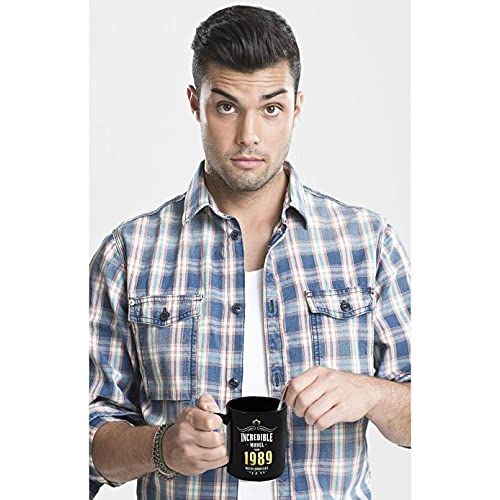 Mug 1990 doré avec texte humoristique pour anniversaire, durable et compatible lave-vaisselle