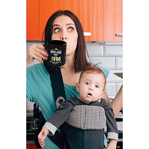 Mug 1990 doré avec texte humoristique pour anniversaire, durable et compatible lave-vaisselle