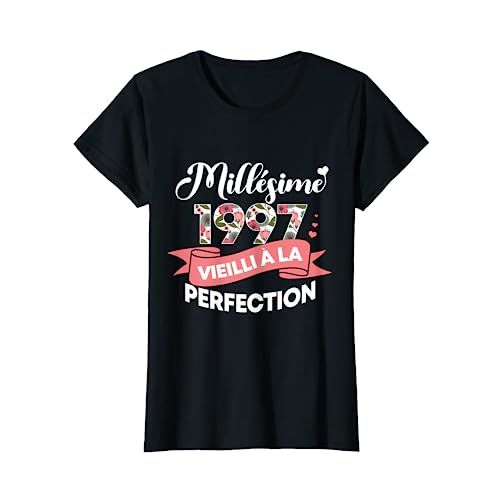 T-shirt Femme 1997 design Millésime, idéal cadeau anniversaire.