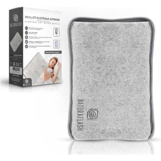 Bouillotte électrique douce en coton et microfibre, idéale pour réconfort hivernal et soulagement des douleurs.