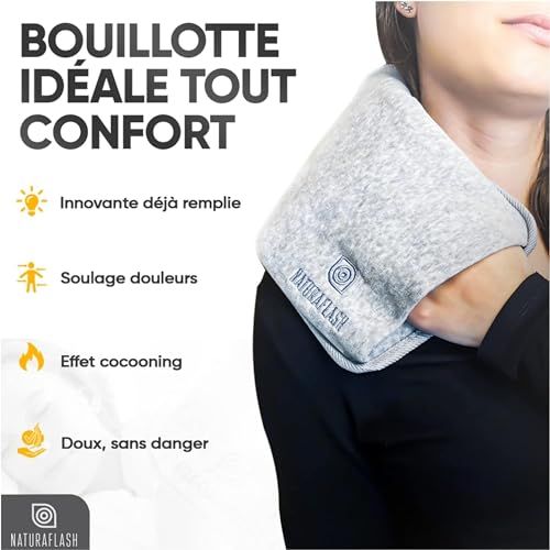 Bouillotte électrique douce en coton et microfibre, idéale pour réconfort hivernal et soulagement des douleurs.