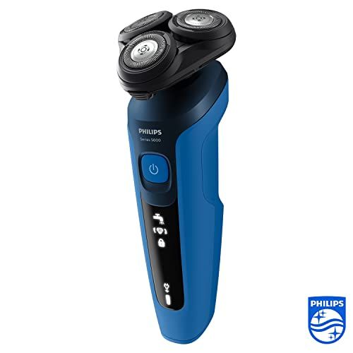 Rasoir électrique Philips étanche avec lames auto-affûtées, tête flexible 360°, idéal pour rasage sous la douche ou à sec, cadeau parfait hommes.
