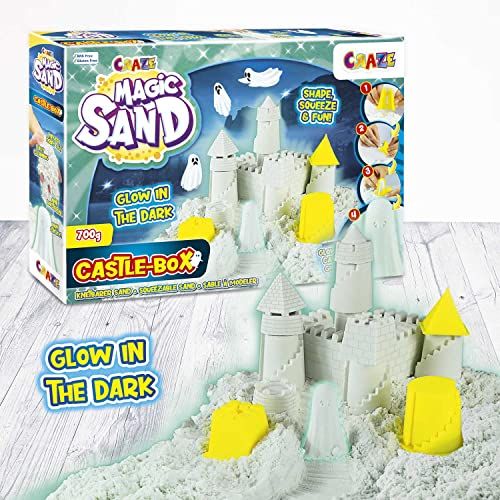 Coffret Crazy Magic Sand avec sable fluorescent pour enfants, développe l'imagination et brille dans le noir, idéal cadeau créatif et amusant.
