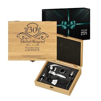 Coffret sommelier en bambou personnalisable Maverton avec accessoires pour dégustation de vin