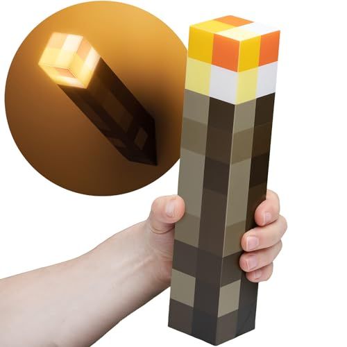 Lampe Minecraft 3-en-1 torche, veilleuse et déco sans fil