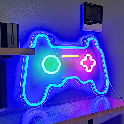 Manette de jeux néon LED décorative pour passionnés de gaming