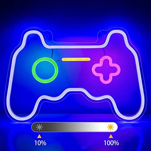 décoration néon LED forme manette de jeux pour gamers ambiance lumineuse