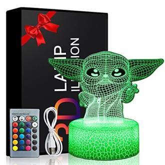 Veilleuse Maître Yoda USB avec télécommande, 7 couleurs changeantes, idéale pour fans de Star Wars.