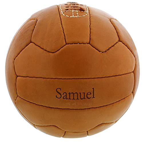 Ballon vintage en cuir personnalisé style années 50 pour déco et sport.