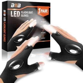 Gants lumineux LED pratiques pour bricolage, camping et réparations, confortables avec design sans doigts, cadeau idéal pour toutes occasions.