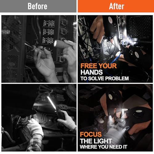 Gants lumineux LED pratiques pour bricolage, camping et réparations, confortables avec design sans doigts, cadeau idéal pour toutes occasions.