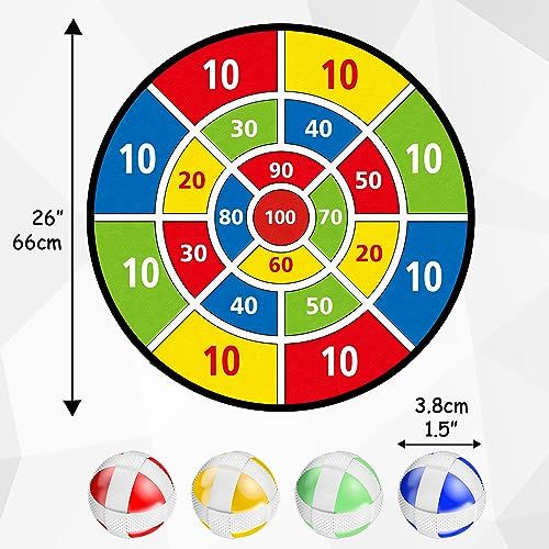 Jeu de fléchettes double face sécurisé pour enfants, favorise concentration, motricité, jeu en famille avec balles Velcro, installation facile. Cadeau éducatif amusant.