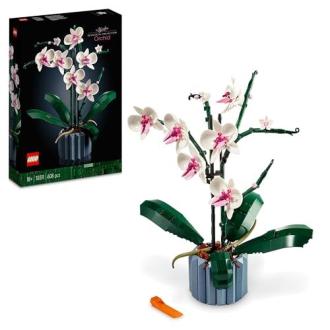 Kit Orchidée Lego réaliste avec fleurs blanches et roses pour décoration