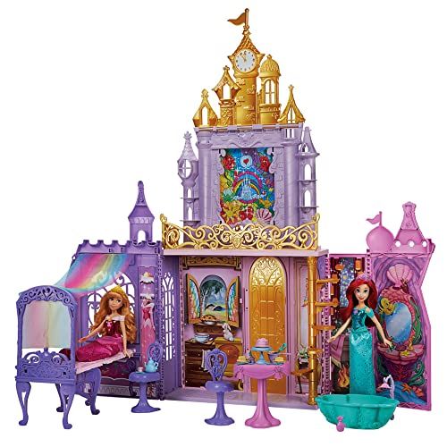 Château pliable de la Princesse avec 20 accessoires, couleurs éclatantes, balcon majestueux, stimule l'imagination, idéal cadeau pour enfant passionné de contes de fées.