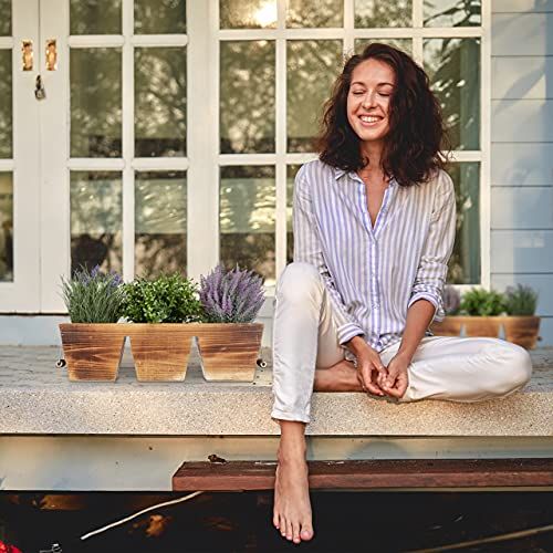 Jardinière en bois avec 3 compartiments, cadeau parfait pour les amoureux de la nature, idéal pour fleurs et herbes aromatiques.